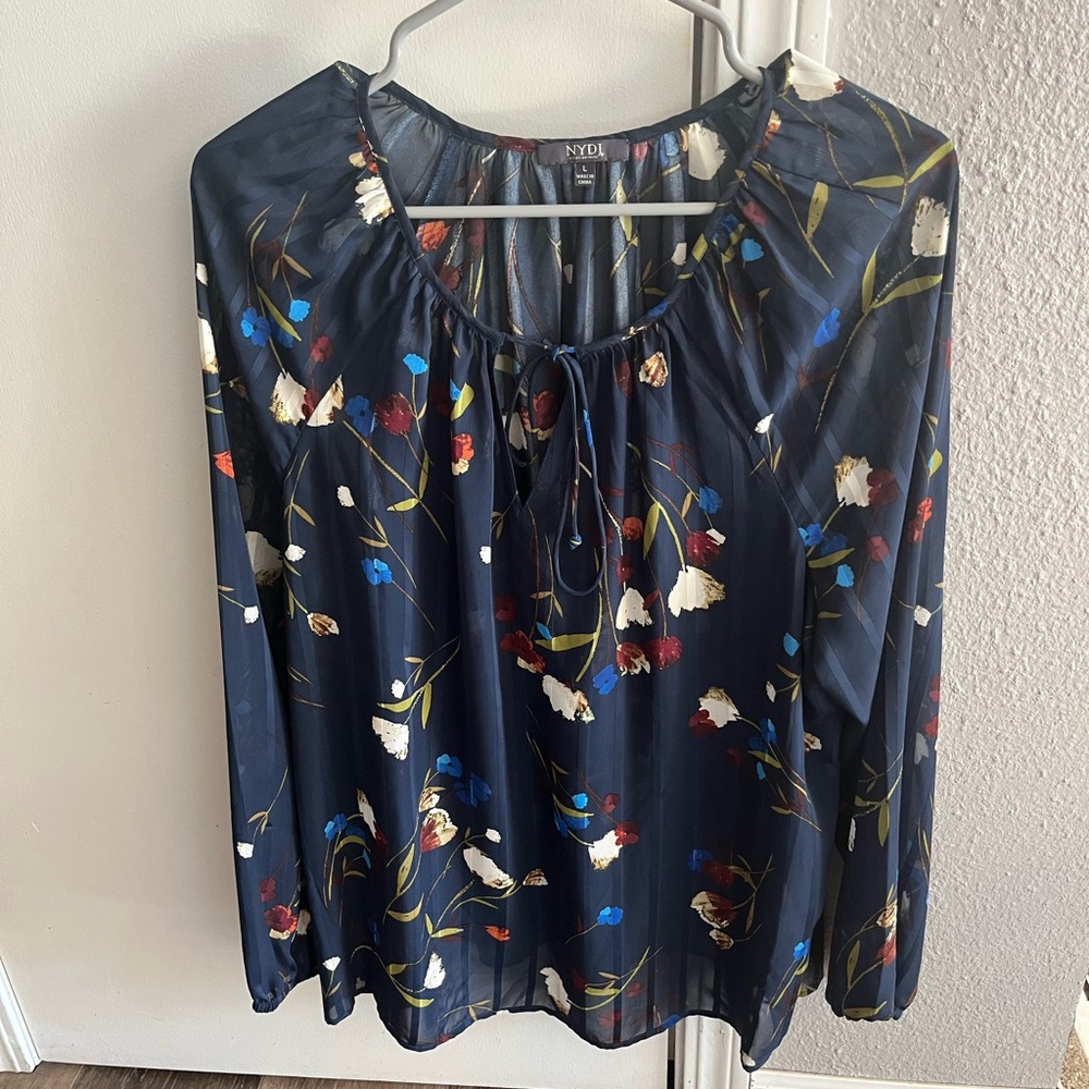 NYDJ navy blue long sleeve shirt